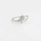 Sterling Silver CZ Fin Ring, Pavé Crescent Bypass Band, Boho Stacker Jewelry
