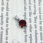 Round Garnet Solitaire Pendant in 925 Sterling Silver – Deep Red January Birthstone Necklace, Minimalist Gemstone Jewelry Gift for Her