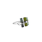 Raw Green & Blue Tourmaline Bar Ring: Handmade Sterling Silver Stacking Ring