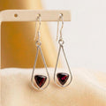 Garnet Drop Earrings 925 Sterling Silver | Trillion Gemstone Dangle | January Birthstone | Handmade Jewelry