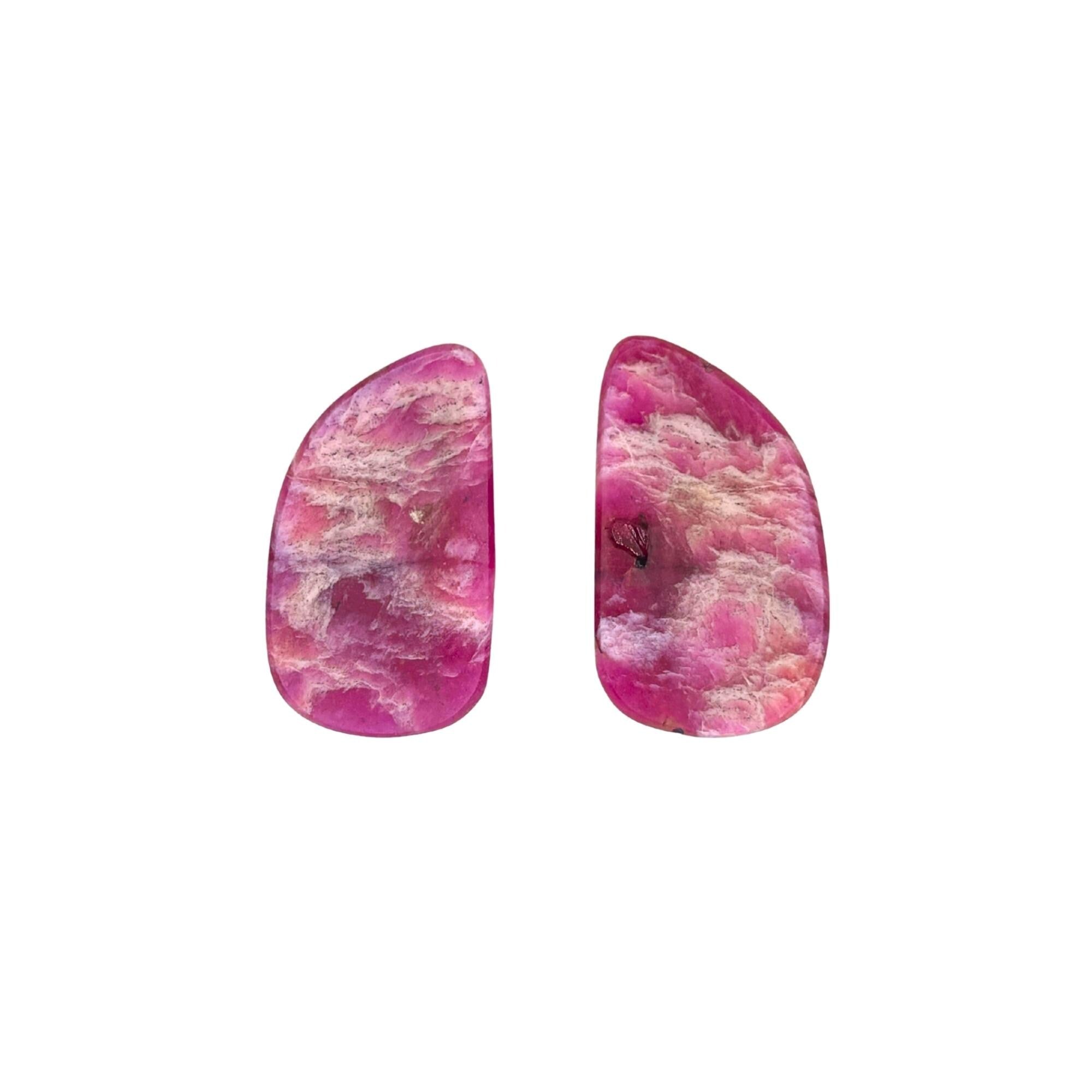 Rose Cut Pink Sapphire Slices: Natural Untreated Gemstone Pair
