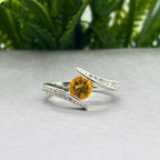 Natural Citrine Round Ring | 925 Sterling Silver | November Birthstone | Gemstone Band | Handmade in Jaipur