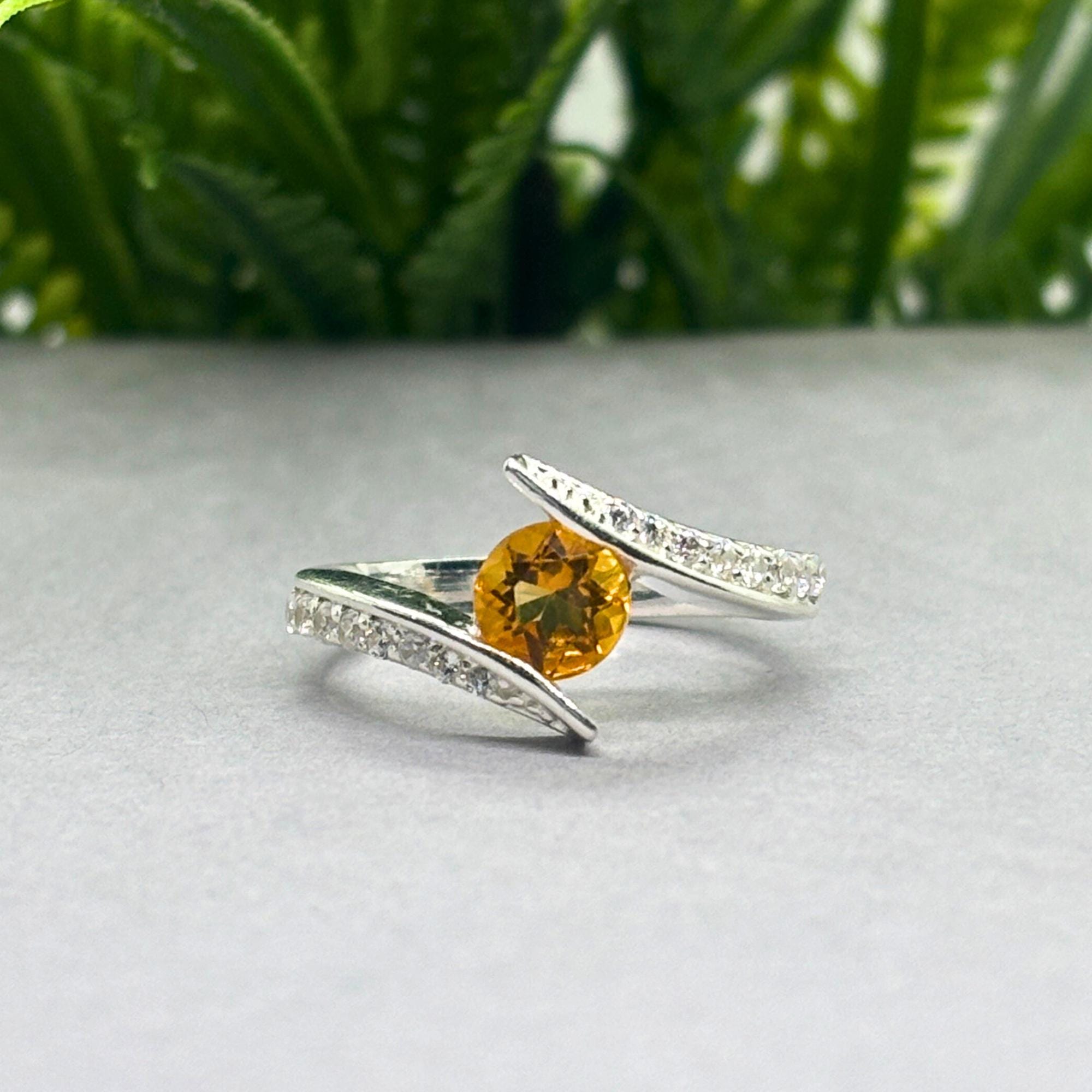 Natural Citrine Round Ring | 925 Sterling Silver | November Birthstone | Gemstone Band | Handmade in Jaipur