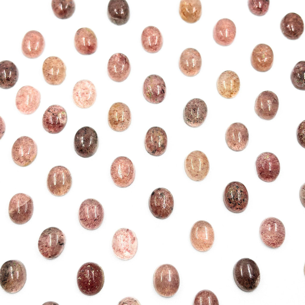 Sunstone Cabochons, Smooth Oval Gemstone Cabs, 10x8 MM, Pack of 3