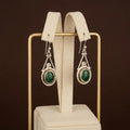 Malachite Oval Drop Earrings | 925 Sterling Silver, Boho Gemstone Dangle