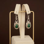 Malachite Oval Drop Earrings | 925 Sterling Silver, Boho Gemstone Dangle