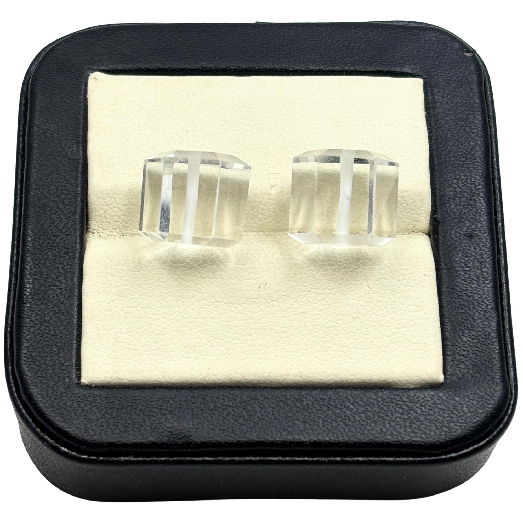 Clear Quartz 10mm Dice Beads Pair, Faceted Square Gemstone
