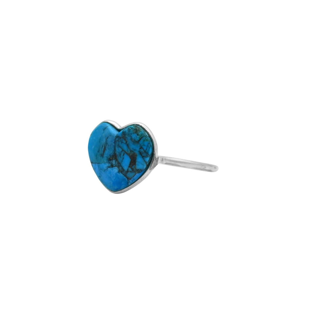 Natural Turquoise Heart Ring | 925 Sterling Silver | December Birthstone | Boho Gemstone Band | Handmade Jaipur