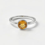 Citrine Ring: Minimalist Sterling Silver Gemstone - November Birthstone