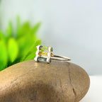 Raw Green Tourmaline Sterling Silver Ring: Handmade Open Band Jewelry