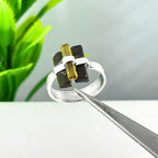 Raw Green Tourmaline Cluster Ring: Sterling Silver Boho Statement Jewelry