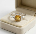 Citrine Ring: Minimalist Sterling Silver Gemstone - November Birthstone