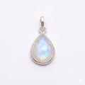 Teardrop Moonstone Pendant – Bezel Set Sterling Silver Boho Necklace