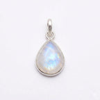 Teardrop Moonstone Pendant – Bezel Set Sterling Silver Boho Necklace