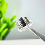 Raw Green Tourmaline Bar Ring: Sterling Silver Stacking Gemstone