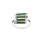 Raw Green Tourmaline Bar Ring: Sterling Silver October Birthstone