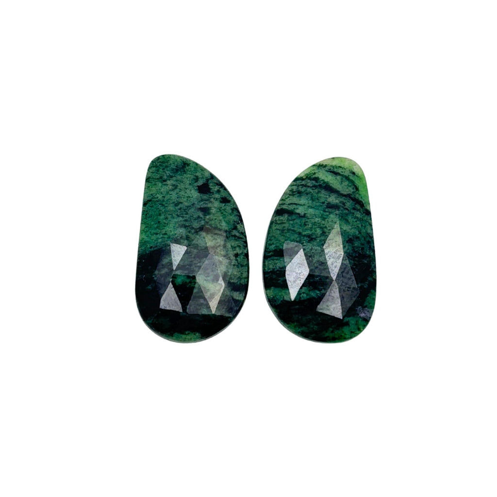 Rose Cut Sapphire Slices: Natural Untreated Gemstone Pair for Jewelry