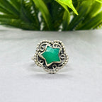 Green Onyx Star Ring: 925 Sterling Silver Celestial Jewelry