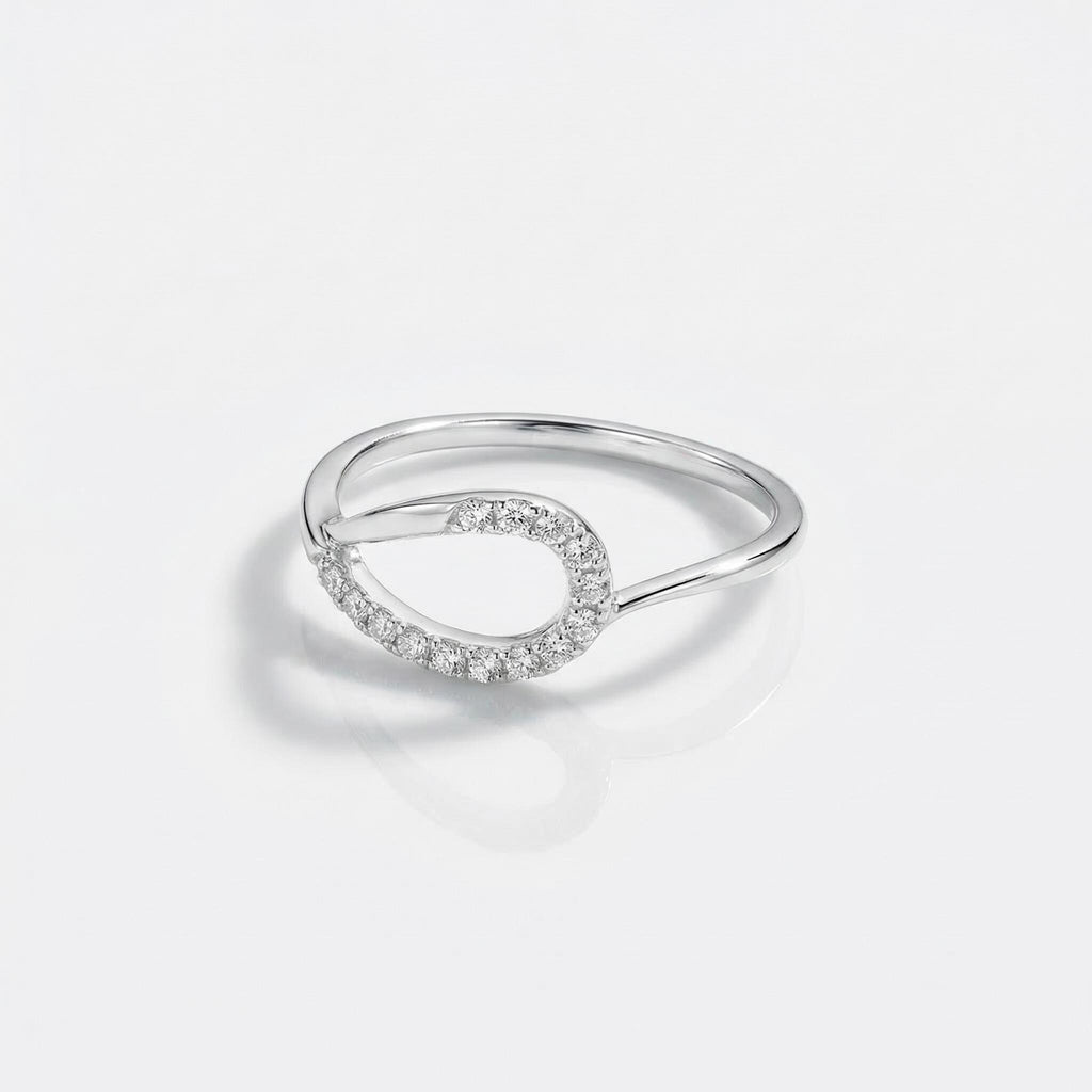 925 Sterling Silver Open Teardrop Ring, CZ Dainty Stackable Band Gift
