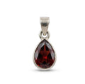 Pear Garnet Sterling Silver Pendant – January Birthstone Teardrop Charm