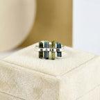 Raw Green Tourmaline Bar Ring: Sterling Silver October Birthstone