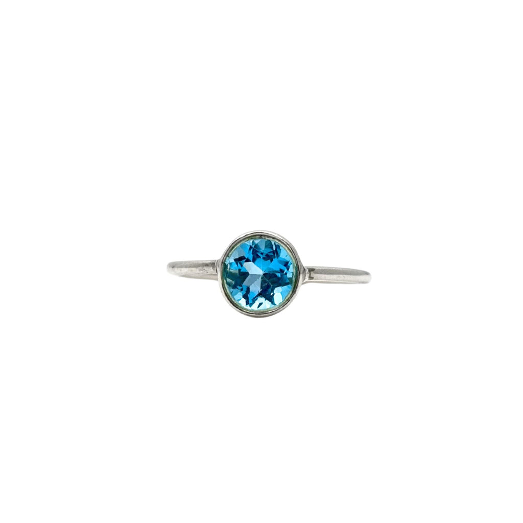 Blue Topaz Sterling Silver Ring: Handmade Minimalist Birthstone Jewelry