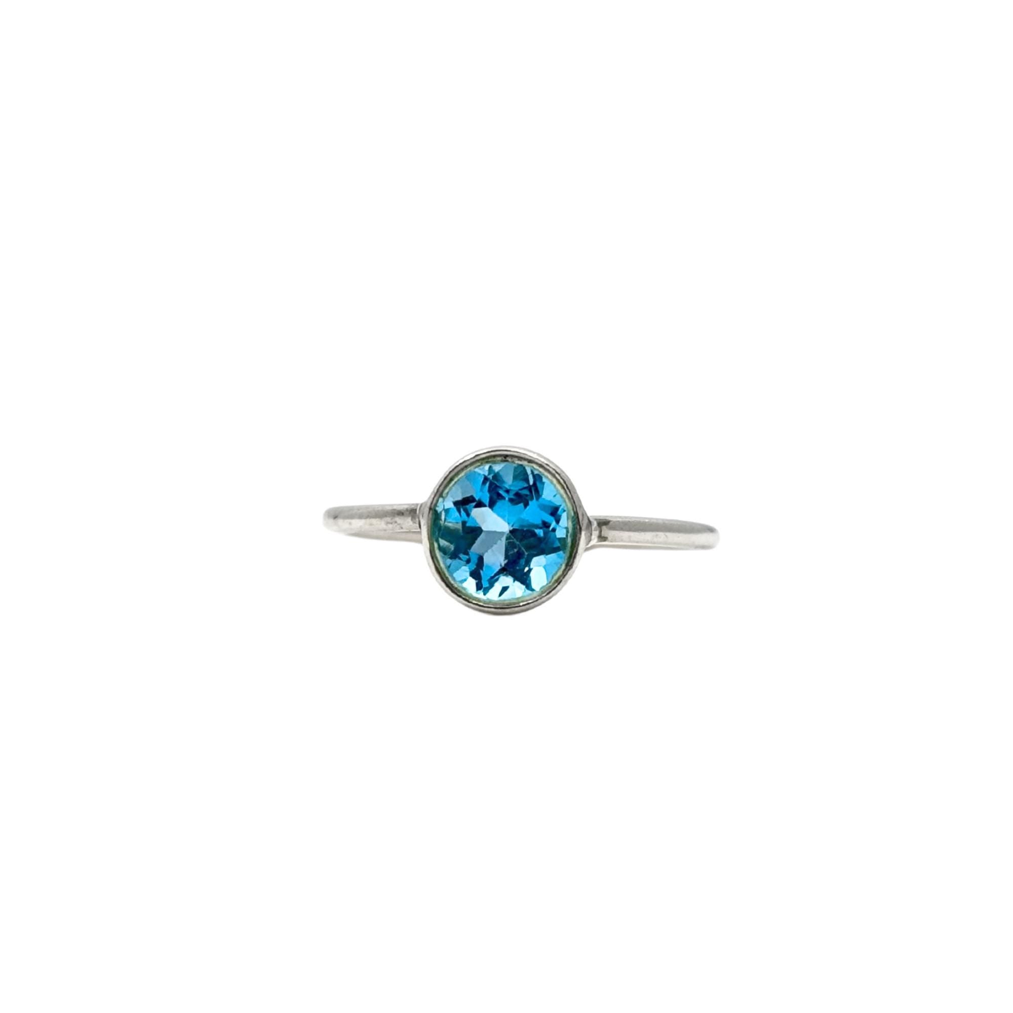 Blue Topaz Sterling Silver Ring: Handmade Minimalist Birthstone Jewelry