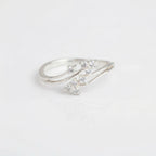 White Gold Floral Diamond Ring, Nature Inspired Leaf Band, Minimalist Cluster Engagement Ring