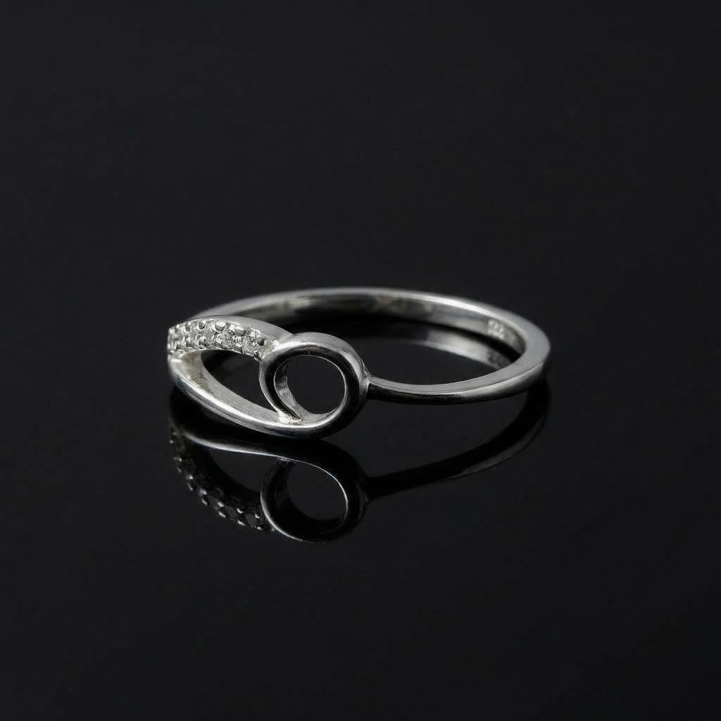Sterling Silver CZ Infinity Loop Ring, Pavé Band, Dainty Boho Stacker Jewelry