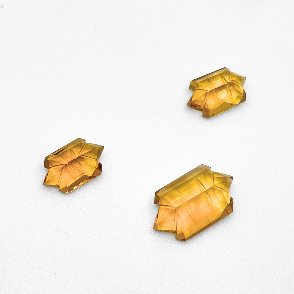 Natural Citrine Gemstone Pair – Shield Step Cut, November Birthstone