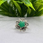 Green Onyx Star Ring: 925 Sterling Silver Celestial Jewelry