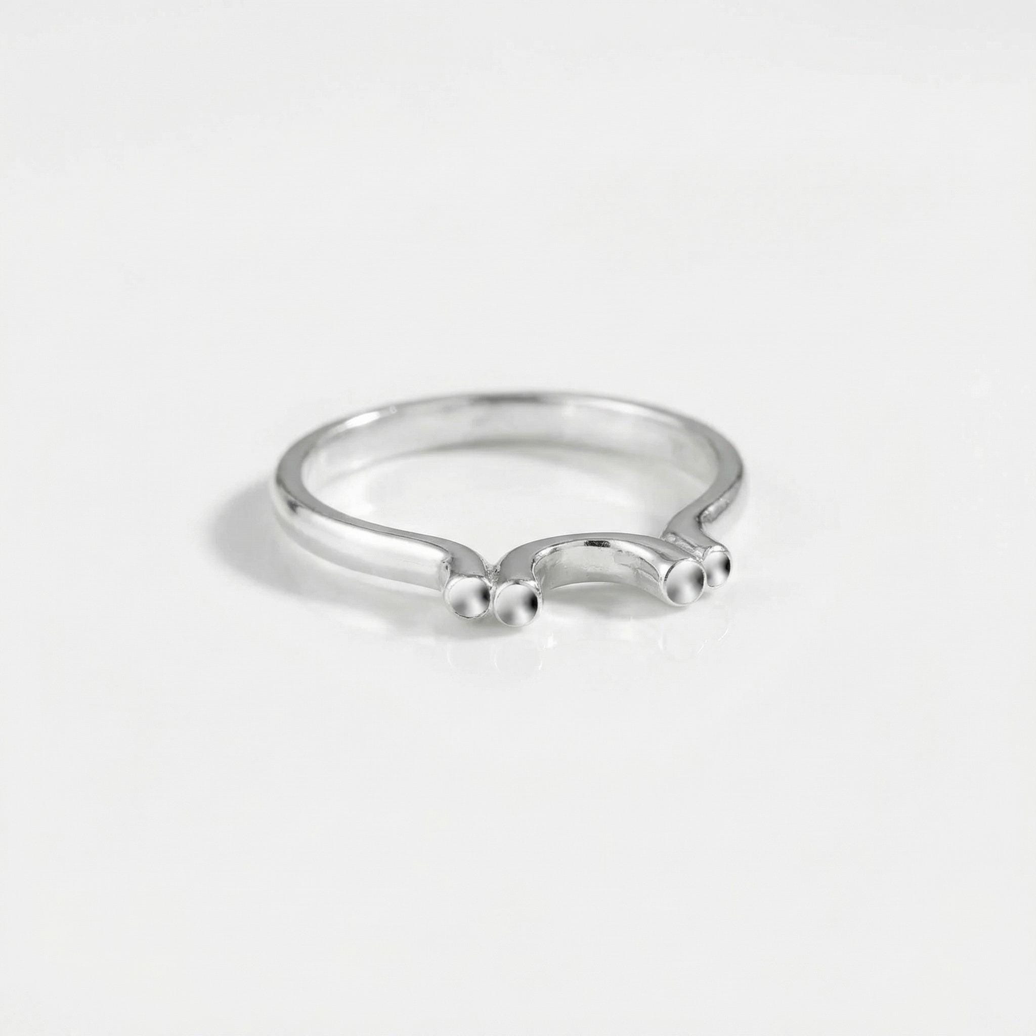 925 Sterling Silver Arch Ring, Triple Prong Curved Band, Minimalist Stacker Jewelry