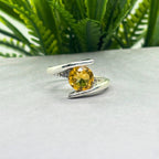 Natural Citrine Round Ring | 925 Sterling Silver | November Birthstone | Minimalist Gemstone Band | Handmade in Jaipur
