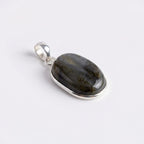 Labradorite Oval Pendant: Sterling Silver Celestial Necklace