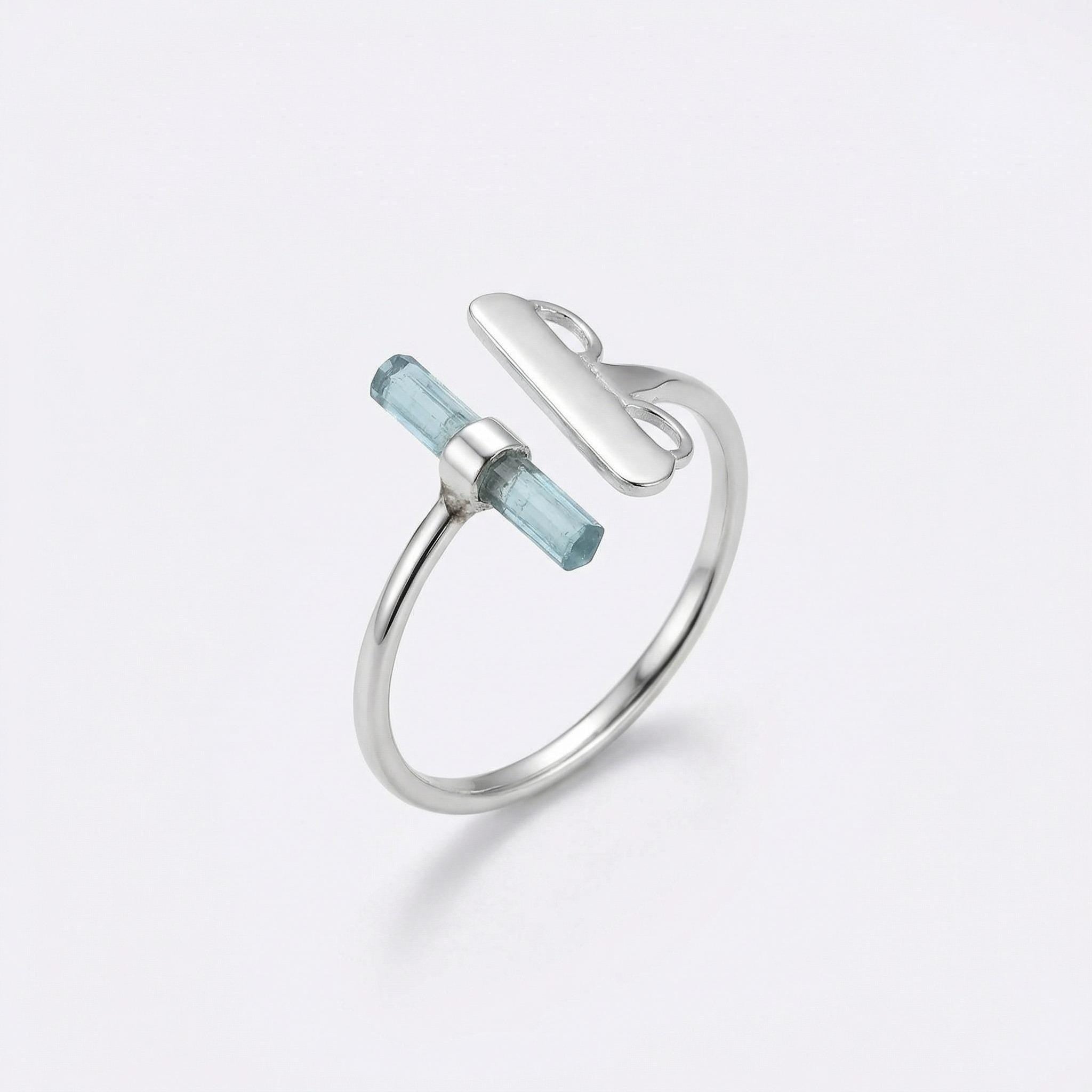 Raw Tourmaline Bar Ring: Handmade Sterling Silver Minimalist Gemstone