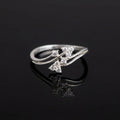 White Gold Floral Diamond Ring, Nature Inspired Leaf Band, Minimalist Cluster Engagement Ring