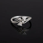 White Gold Floral Diamond Ring, Nature Inspired Leaf Band, Minimalist Cluster Engagement Ring