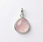 Natural Rose Quartz Pan Sterling Silver Pendant - Heart Healing Gemstone