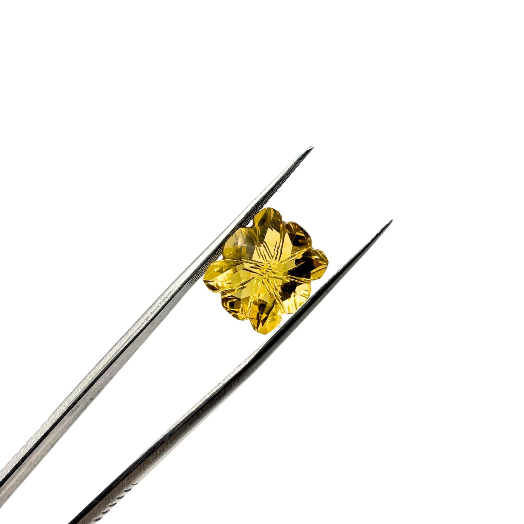 Carved Lemon Quartz Flower Gemstone – Faceted Yellow Quartz for Jewelry
