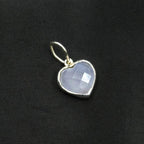 Faceted Lilac Chalcedony Heart Pendant - 925 Sterling Silver Charm