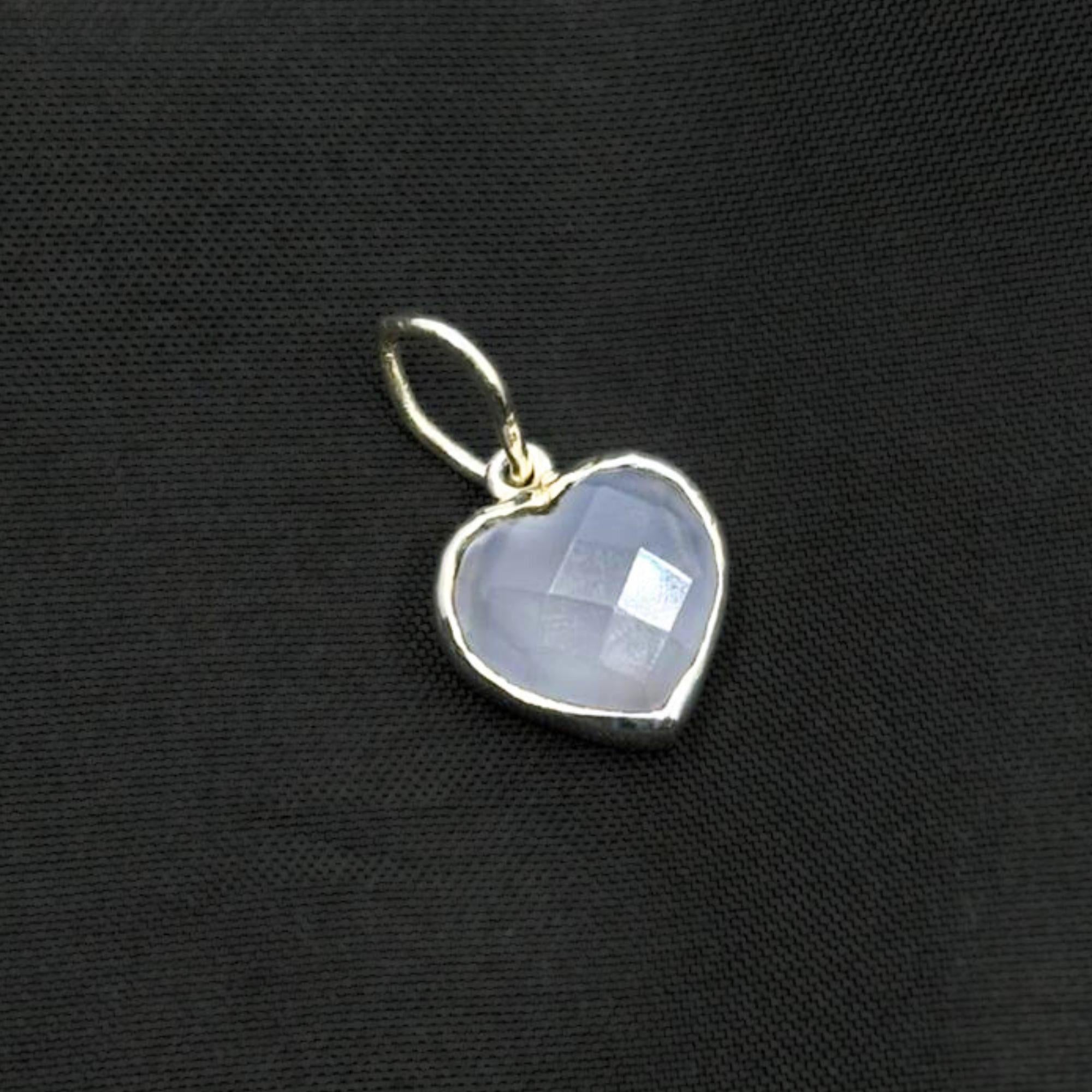 Faceted Lilac Chalcedony Heart Pendant - 925 Sterling Silver Charm
