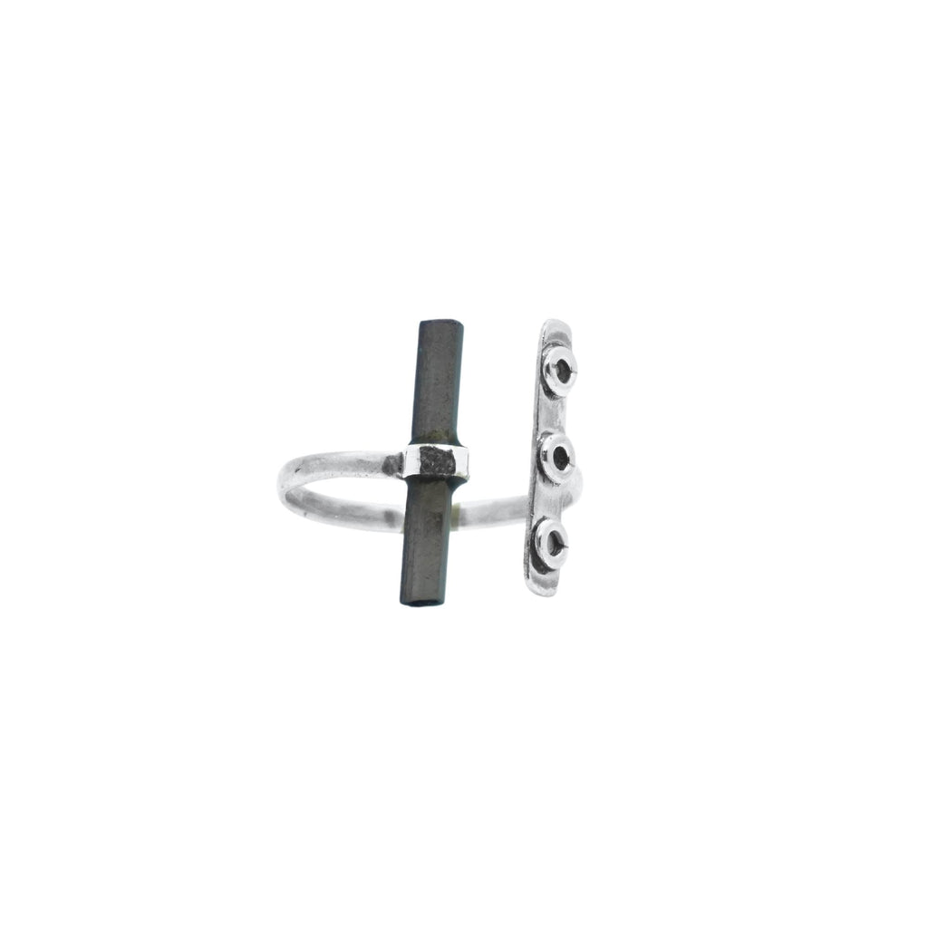 Raw Black Tourmaline Ring: Adjustable Sterling Silver Boho Jewelry