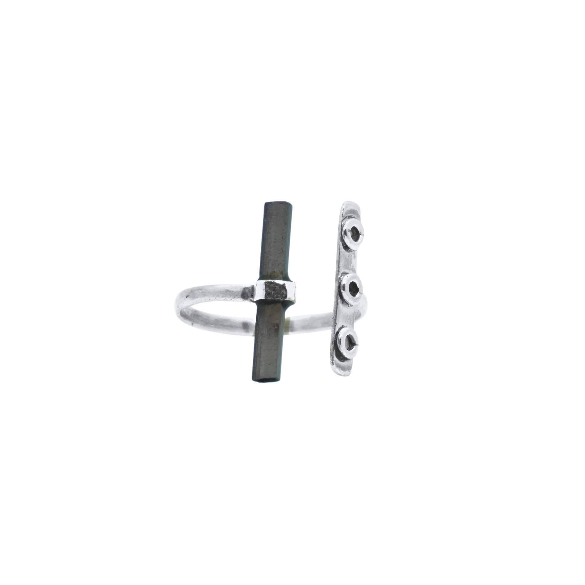 Raw Black Tourmaline Ring: Adjustable Sterling Silver Boho Jewelry