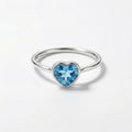 Blue Topaz Heart Ring: Handmade Sterling Silver December Birthstone