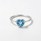 Blue Topaz Heart Ring: Handmade Sterling Silver December Birthstone