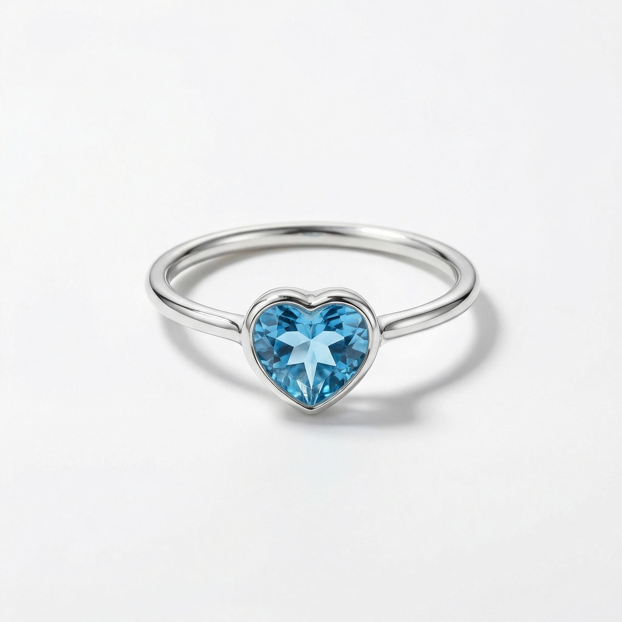Blue Topaz Heart Ring: Handmade Sterling Silver December Birthstone