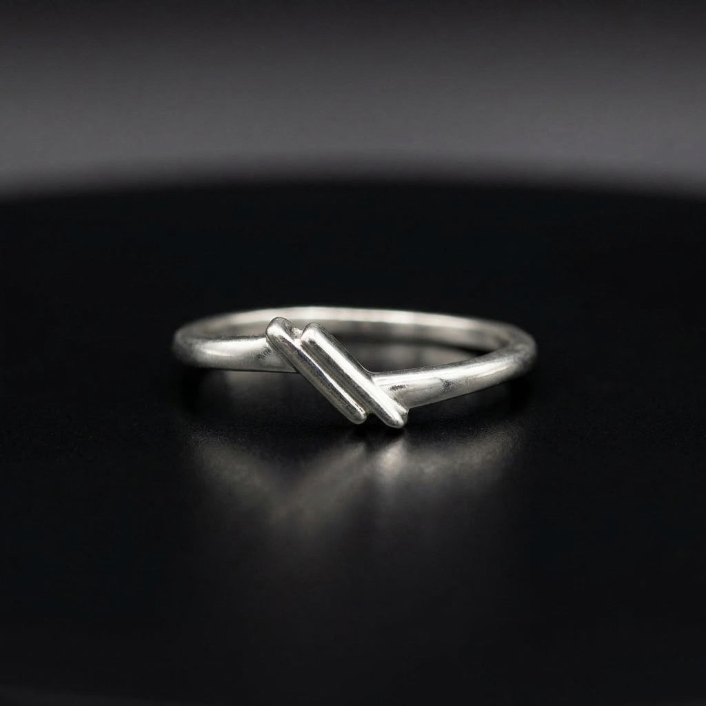 Sterling Silver Parallel Bar Ring • Modern Geometric Stacking Band, Architectural Jewelry