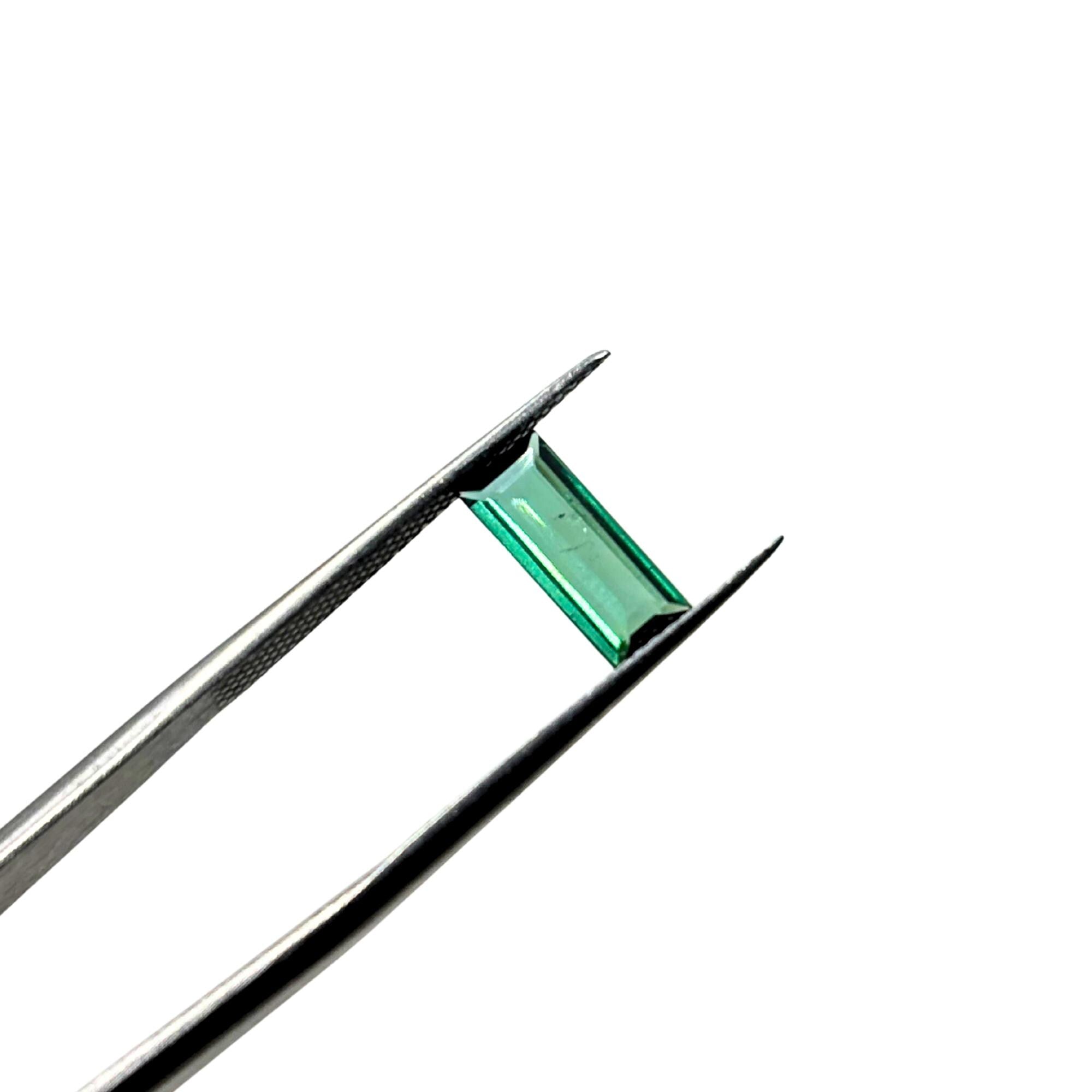 Greenish Blue Tourmaline – 0.85 ct Baguette Cut Gemstone