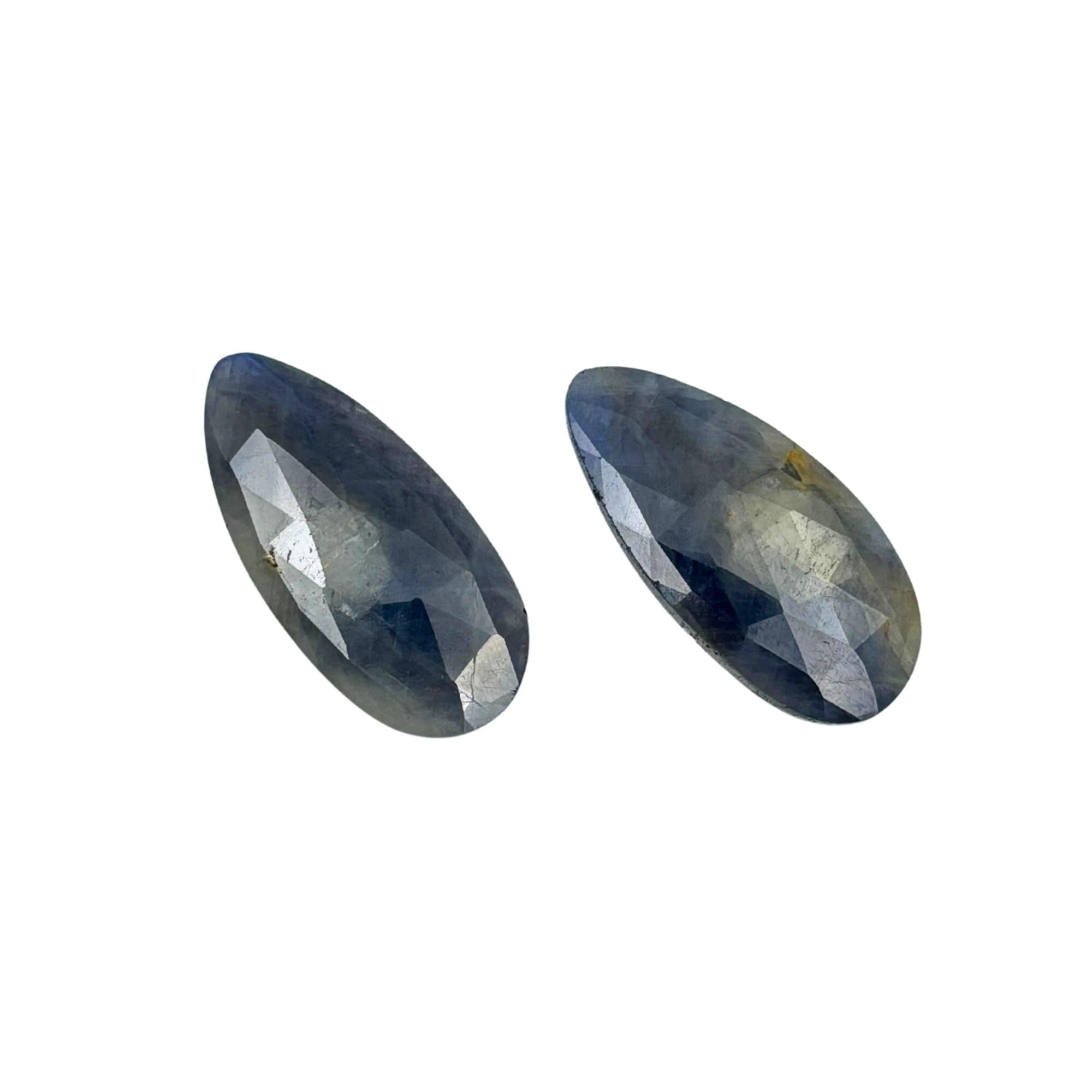 Rose Cut Sapphire Slices: Natural Untreated Gemstone Pair for Jewelry