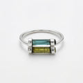 Raw Green & Blue Tourmaline Sterling Silver Ring: Modern Stacking Jewelry